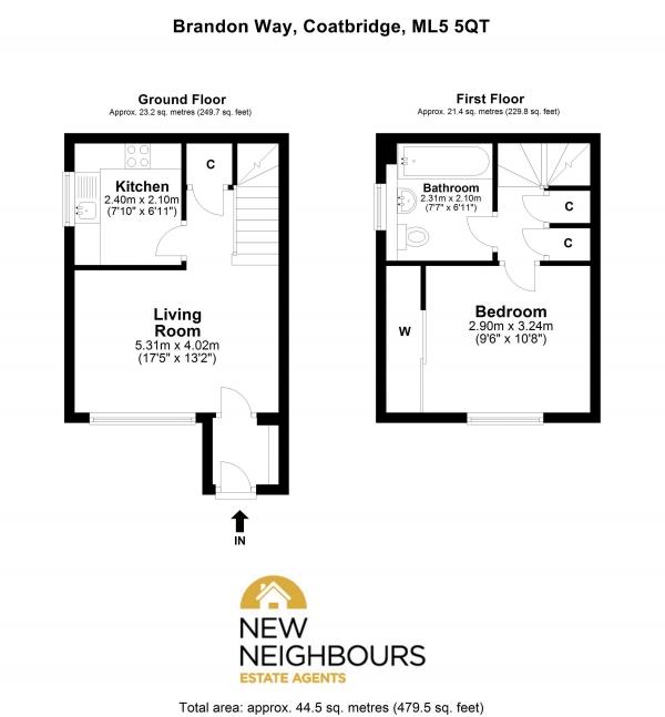 Floor Plan Image for 1 Bedroom Terraced House for Sale in Brandon Way, Kirkwood Coatbridge