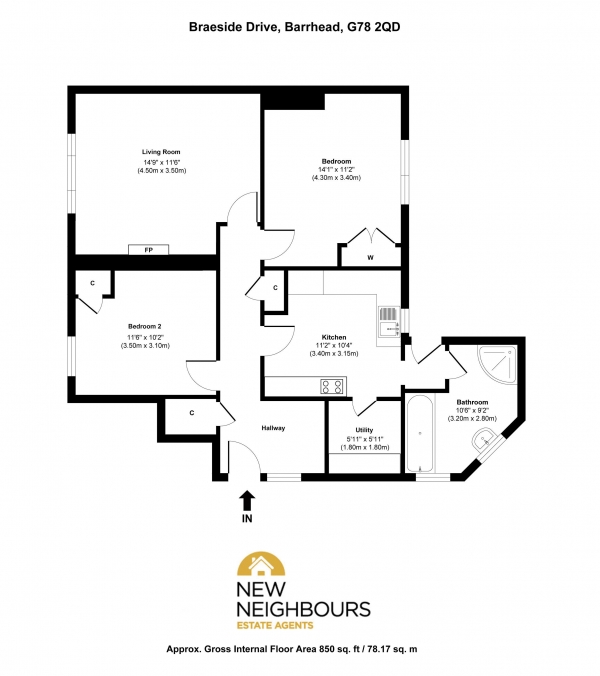 Floor Plan Image for 2 Bedroom Apartment for Sale in Braeside Drive, Glasgow