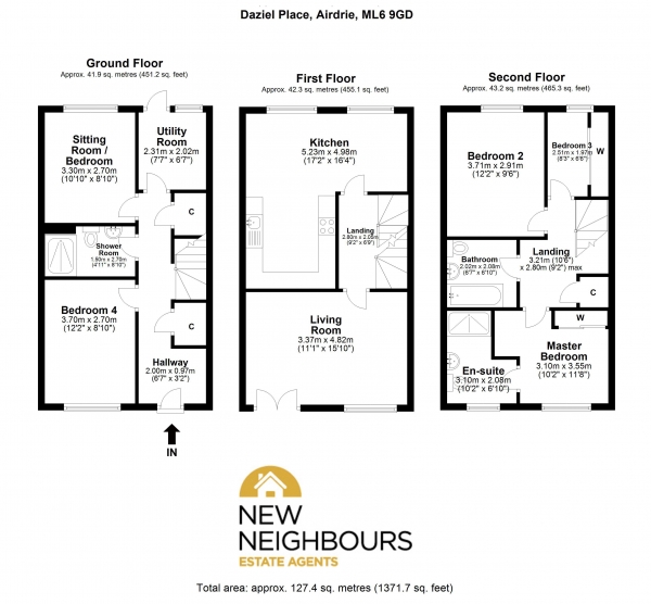 Floor Plan Image for 4 Bedroom Terraced House for Sale in Dalziel Place, Airdrie