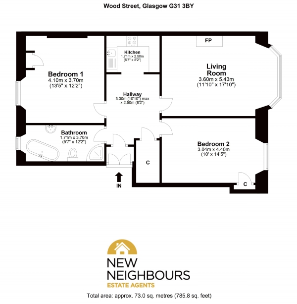 Floor Plan Image for 2 Bedroom Apartment for Sale in Wood Street, Glasgow