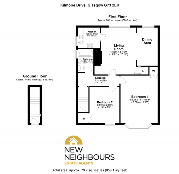 Floor Plan Image for 2 Bedroom Apartment for Sale in Kilmorie Drive, Glasgow