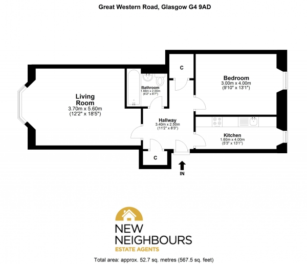 Floor Plan Image for 1 Bedroom Apartment for Sale in Great Western Road, Glasgow