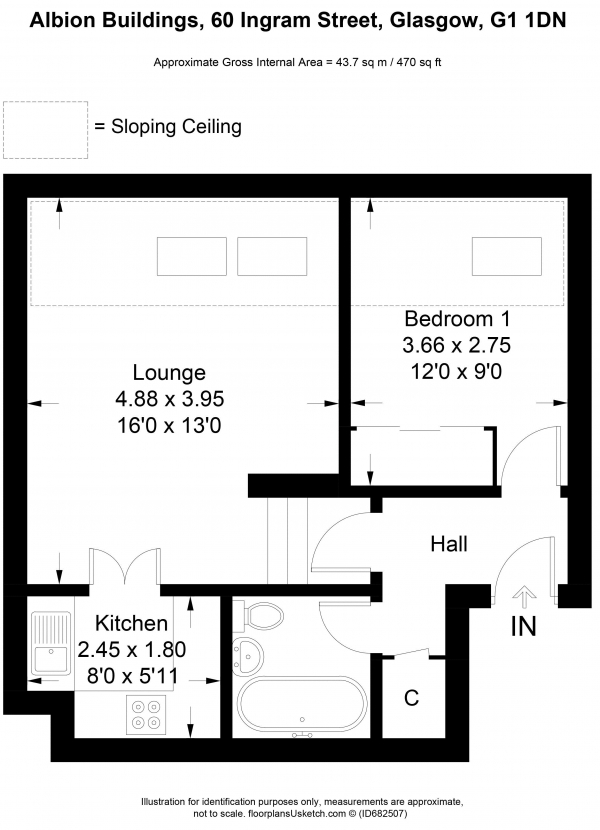 Floor Plan Image for 1 Bedroom Apartment for Sale in Ingram Street, Glasgow