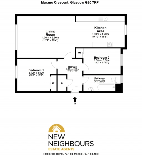 Floor Plan Image for 2 Bedroom Apartment for Sale in Murano Crescent, Glasgow