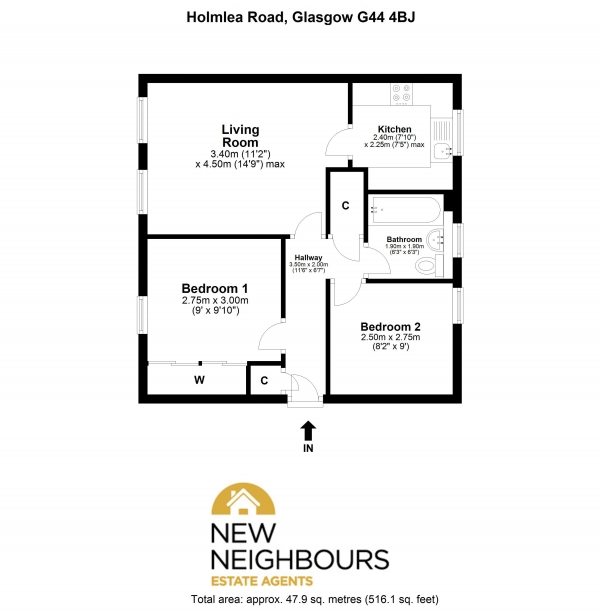 Floor Plan Image for 2 Bedroom Apartment for Sale in Holmlea Road, Glasgow