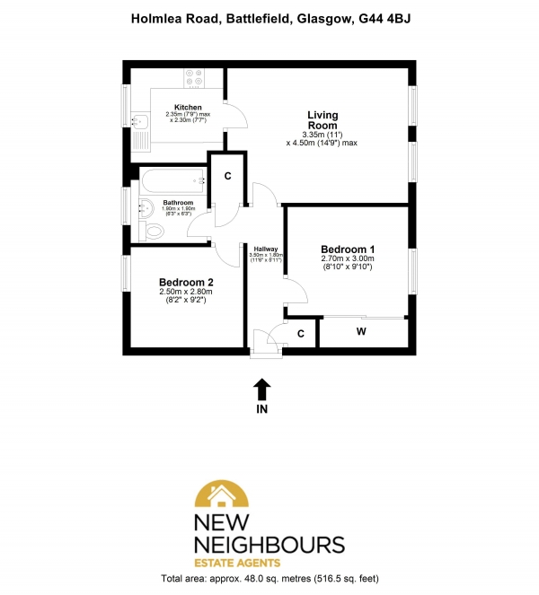 Floor Plan Image for 2 Bedroom Apartment for Sale in Holmlea Road, Glasgow