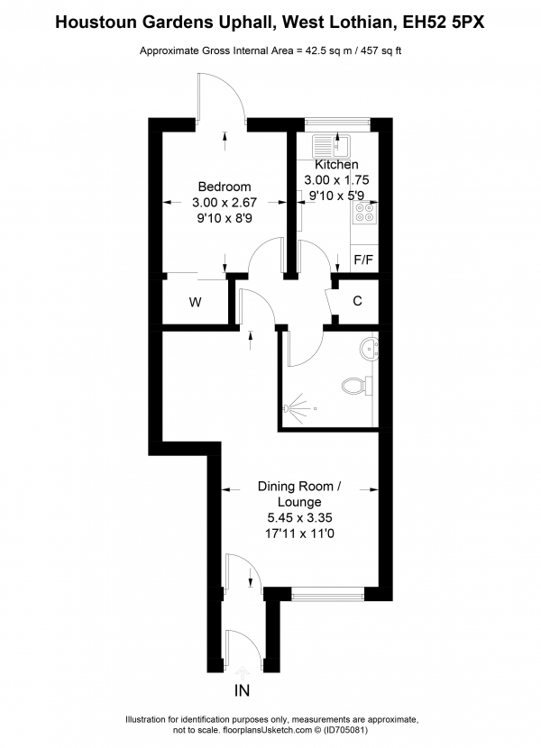 Floor Plan Image for 1 Bedroom Apartment for Sale in Houstoun Gardens, Broxburn