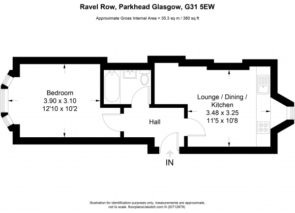 Floor Plan Image for 1 Bedroom Apartment for Sale in Ravel Row, Glasgow