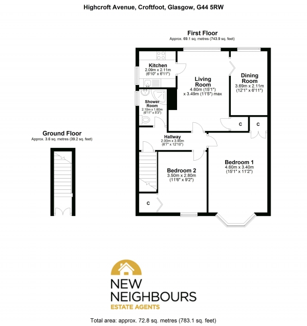 Floor Plan Image for 3 Bedroom Apartment for Sale in Highcroft Avenue, Glasgow