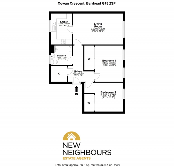 Floor Plan Image for 2 Bedroom Apartment for Sale in Cowan Crescent, Glasgow