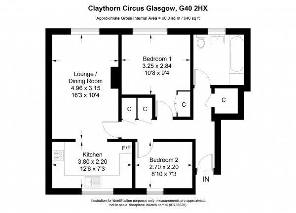 Floor Plan Image for 2 Bedroom Apartment for Sale in Claythorn Circus, Glasgow