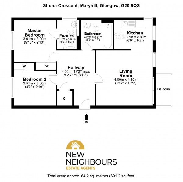 Floor Plan Image for 2 Bedroom Apartment for Sale in Shuna Crescent, Glasgow