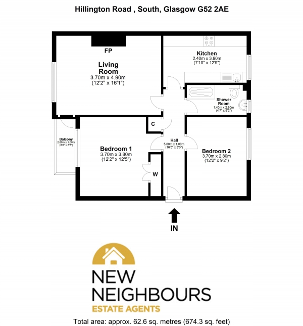 Floor Plan Image for 2 Bedroom Apartment for Sale in Hillington Road South, Glasgow