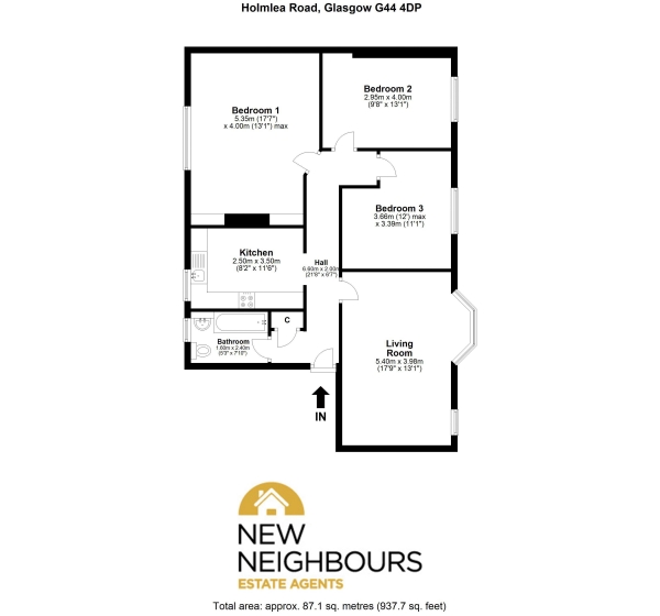 Floor Plan Image for 3 Bedroom Apartment for Sale in Holmlea Road, Cathcart Glasgow