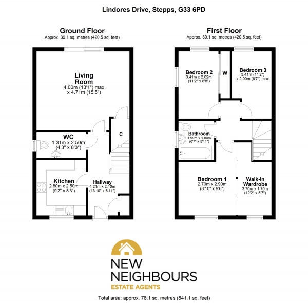 Floor Plan Image for 3 Bedroom Terraced House for Sale in Lindores Drive, Glasgow