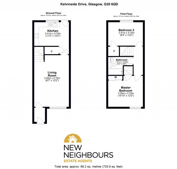 Floor Plan Image for 2 Bedroom Terraced House for Sale in Kelvinside Drive, Glasgow