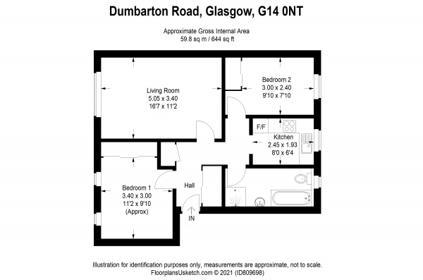 Floor Plan Image for 2 Bedroom Apartment for Sale in Dumbarton Road Yoker, Glasgow