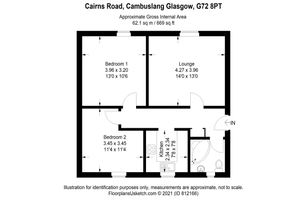 Floor Plan Image for 2 Bedroom Apartment for Sale in Cairns Road, Glasgow