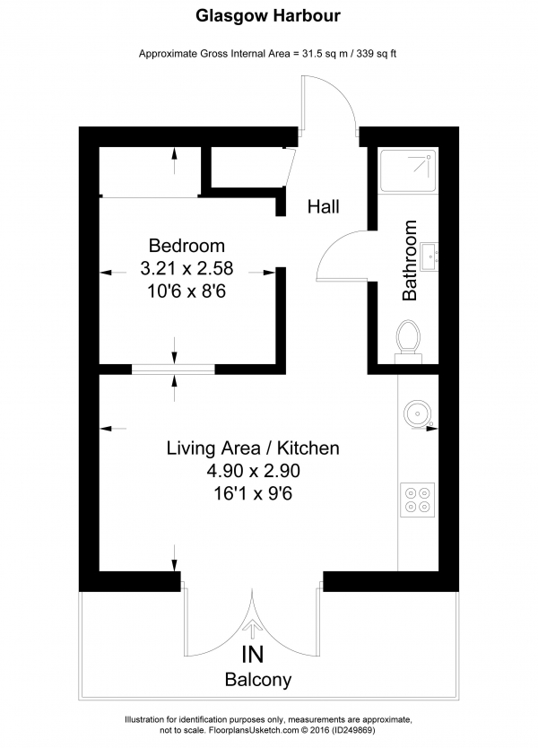 Floor Plan Image for 1 Bedroom Apartment for Sale in Glasgow Harbour Terraces, Glasgow