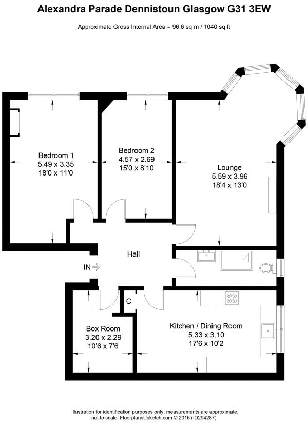 Floor Plan Image for 2 Bedroom Apartment for Sale in Alexandra Parade Dennistoun Glasgow G31 3EW