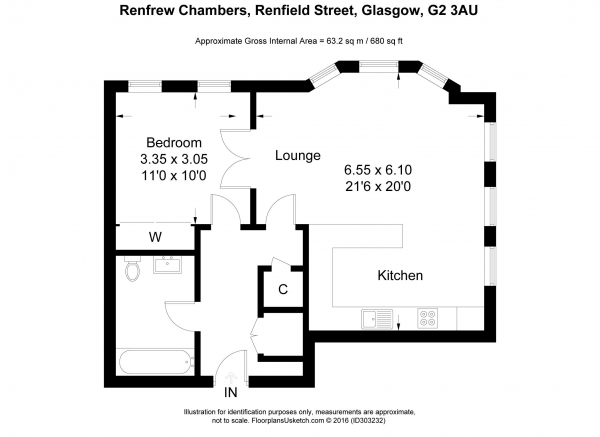 Floor Plan Image for 1 Bedroom Apartment for Sale in Renfrew Chambers, 136 Renfield Street Glasgow