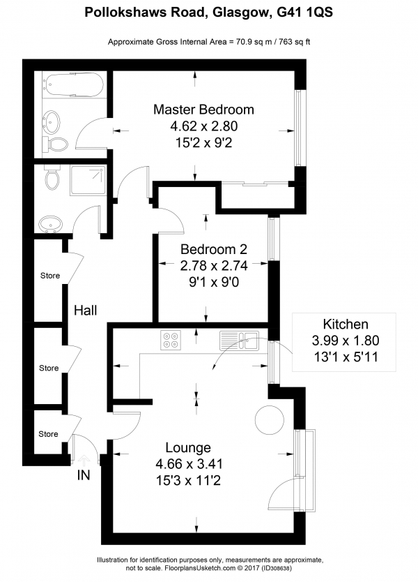 Floor Plan Image for 2 Bedroom Apartment for Sale in Pollokshaws Road, Glasgow