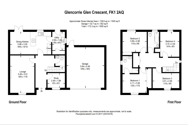 Floor Plan Image for 4 Bedroom Detached House for Sale in Glen Crescent, Glen Village, Falkirk