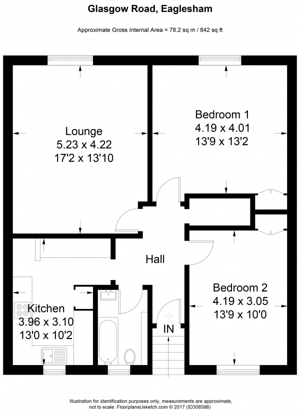 Floor Plan for 2 Bedroom Apartment for Sale in Glasgow Road, Eaglesham Glasgow, Eaglesham, G76, 0JQ - Offers in Excess of &pound110,000