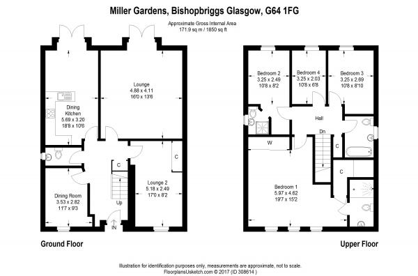 Floor Plan Image for 4 Bedroom Detached House for Sale in Miller Gardens, Kings Meadow, Bishopbriggs Glasgow G64 1FG