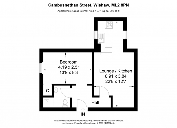 Floor Plan Image for 1 Bedroom Apartment for Sale in Cambusnethan Street, Wishaw