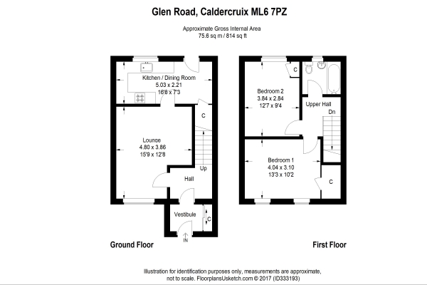Floor Plan Image for 2 Bedroom Terraced House for Sale in Glen Road, Caldercruix, Airdrie