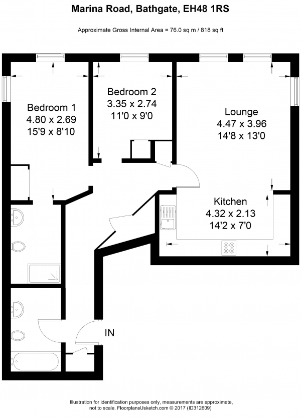 Floor Plan Image for 2 Bedroom Apartment for Sale in Marina Road, Bathgate