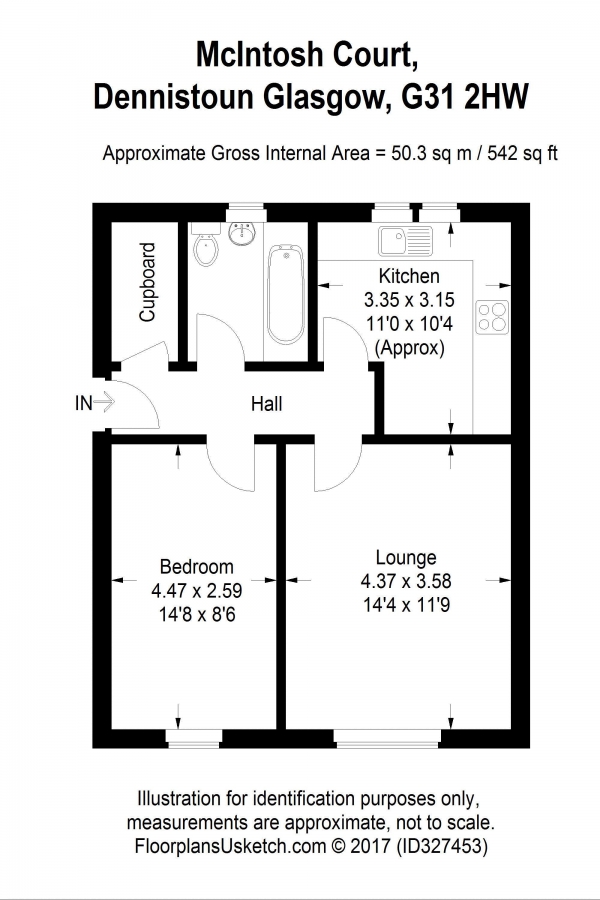 Floor Plan Image for 1 Bedroom Apartment for Sale in McIntosh Court, Glasgow