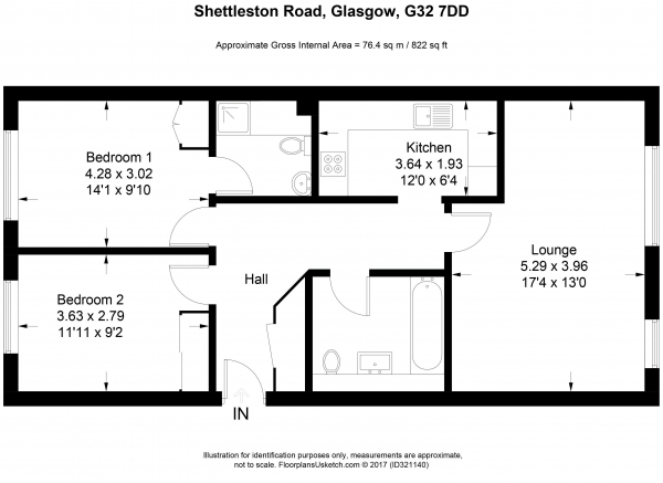 Floor Plan Image for 2 Bedroom Apartment for Sale in Shettleston Road, Glasgow