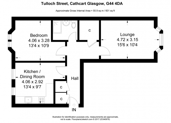 Floor Plan Image for 1 Bedroom Apartment for Sale in Tulloch Street, Glasgow