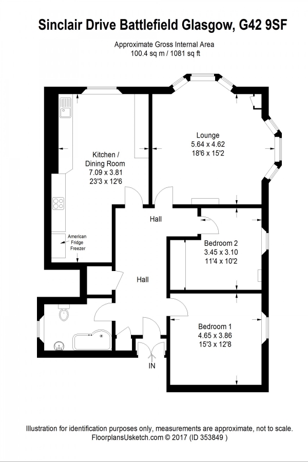 Floor Plan Image for 2 Bedroom Apartment for Sale in Sinclair Drive, Glasgow