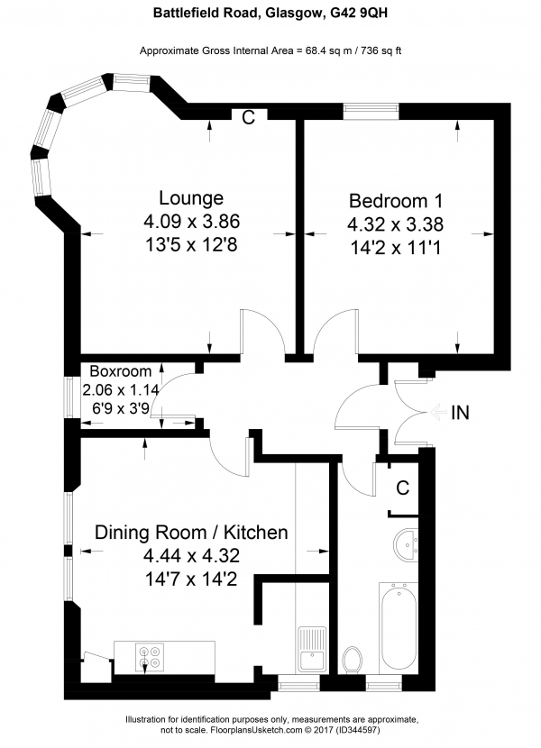 Floor Plan Image for 1 Bedroom Apartment for Sale in Battlefield Road, Glasgow