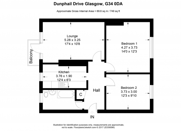 Floor Plan Image for 2 Bedroom Apartment for Sale in Dunphail Drive, Glasgow