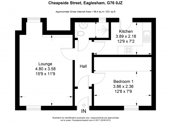 Floor Plan Image for 1 Bedroom Apartment for Sale in Cheapside Street, Eaglesham Glasgow