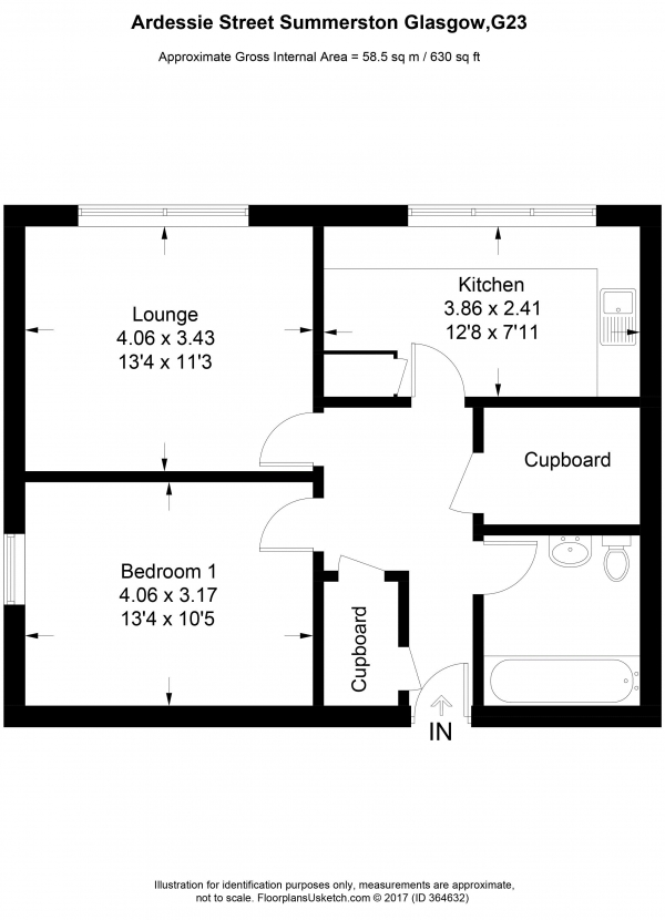 Floor Plan Image for 1 Bedroom Apartment for Sale in Ardessie Street, Glasgow