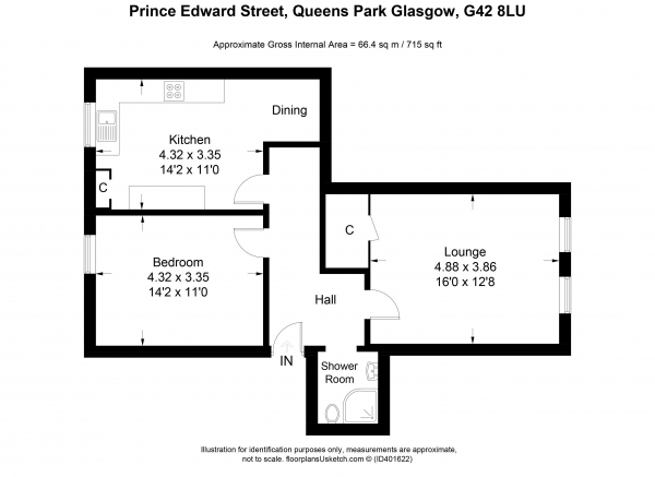 Floor Plan Image for 1 Bedroom Apartment for Sale in Prince Edward Street, Queen's Park Glasgow