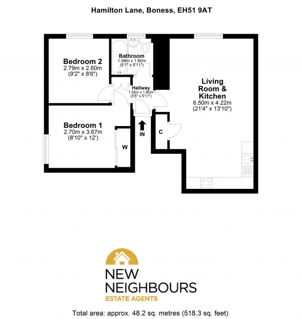 Floor Plan Image for 2 Bedroom Apartment for Sale in Hamilton Lane, Boness