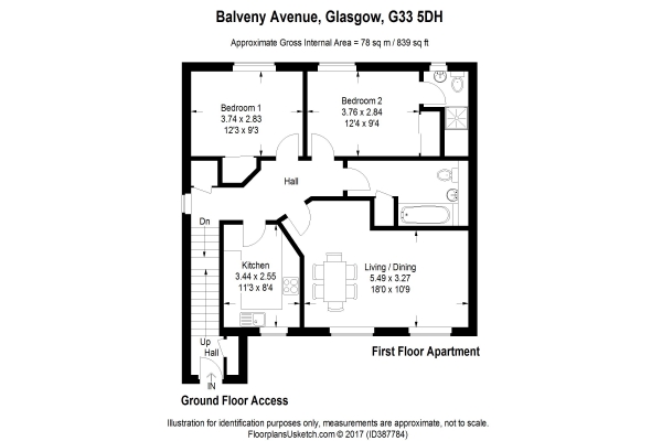 Floor Plan Image for 2 Bedroom Apartment for Sale in Balveny Avenue, Glasgow