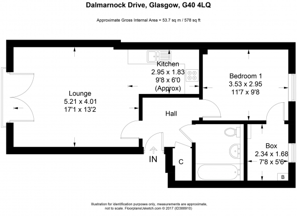 Floor Plan Image for 1 Bedroom Apartment for Sale in Dalmarnock Drive, Glasgow