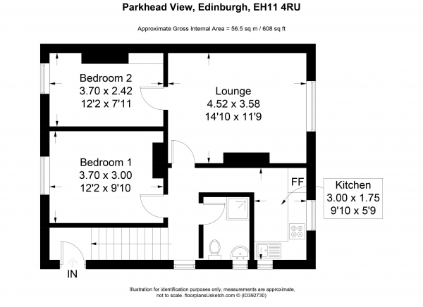 Floor Plan Image for 2 Bedroom Apartment for Sale in Parkhead View, Edinburgh
