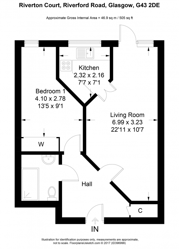 Floor Plan Image for 1 Bedroom Apartment for Sale in Riverford Road, Glasgow