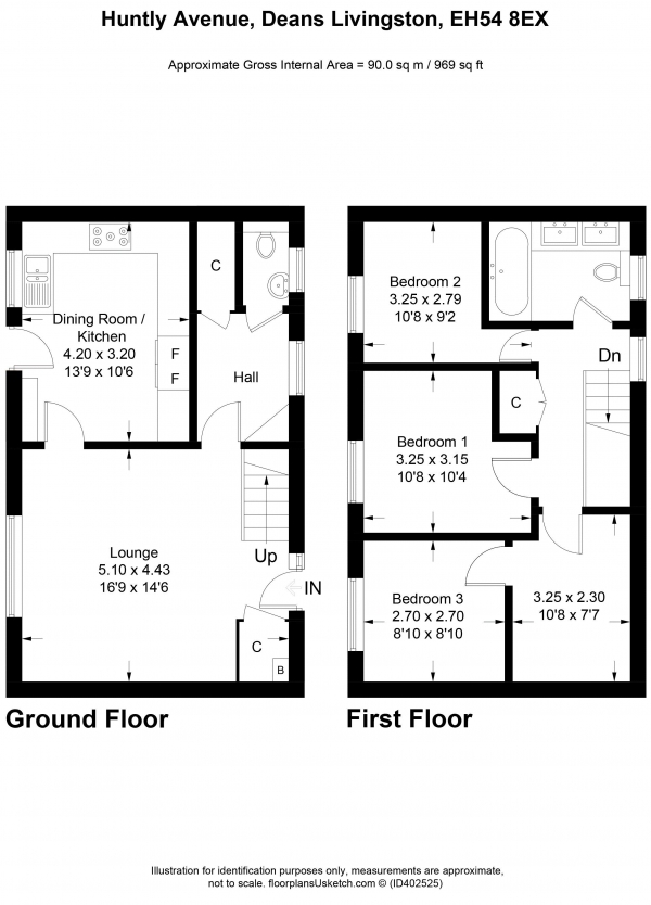Floor Plan Image for 3 Bedroom Terraced House for Sale in Huntly Avenue, Deans Livingston