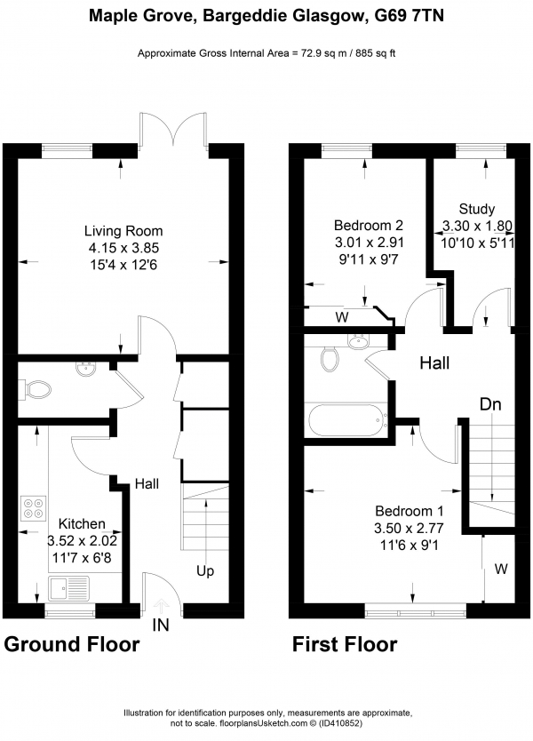 Floor Plan Image for 2 Bedroom Terraced House for Sale in Maple Grove, Bargeddie Glasgow