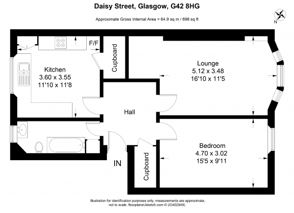 Floor Plan Image for 1 Bedroom Apartment for Sale in Daisy Street, Glasgow