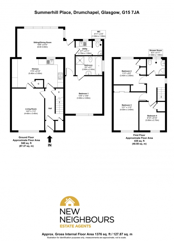 Floor Plan Image for 4 Bedroom Semi-Detached House for Sale in Summerhill Place, Glasgow